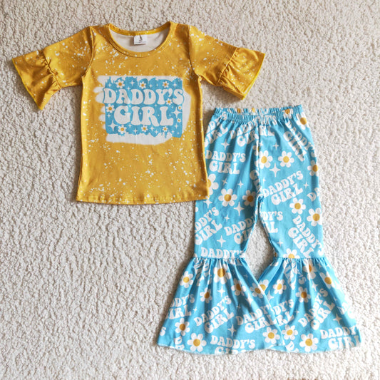 RTS NO MOQ ETA 5/7days arrived  GSPO0197 girls outfit short sleeve and long  pants DADDY'S GIRL print