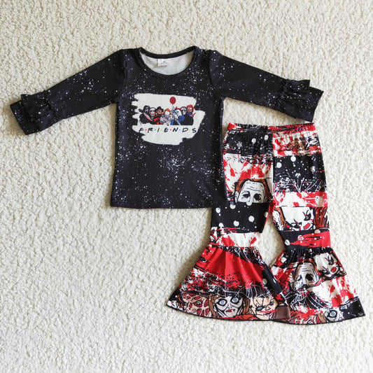 6B6-33 girls Halloween outfit long sleeve and long pants cartoon print