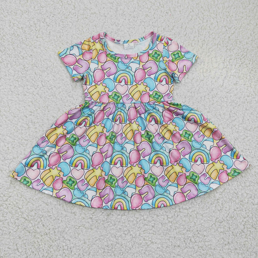 GSD0171 Girls Rainbow Balloon Short Sleeve Dress