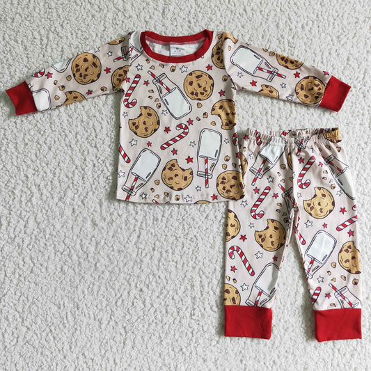 BLP0070 boys christmas long sleeve trousers pajamas milk and biscuit print