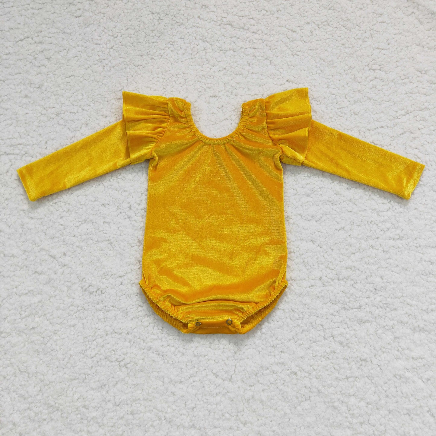 LR0210 gold velvet baby clothing yellow long sleeve bodysuit milk silk baby romper