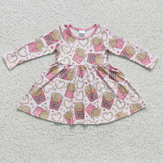GLD0159 baby clothing long sleeve kids dresses for girls milk silk cartoon print