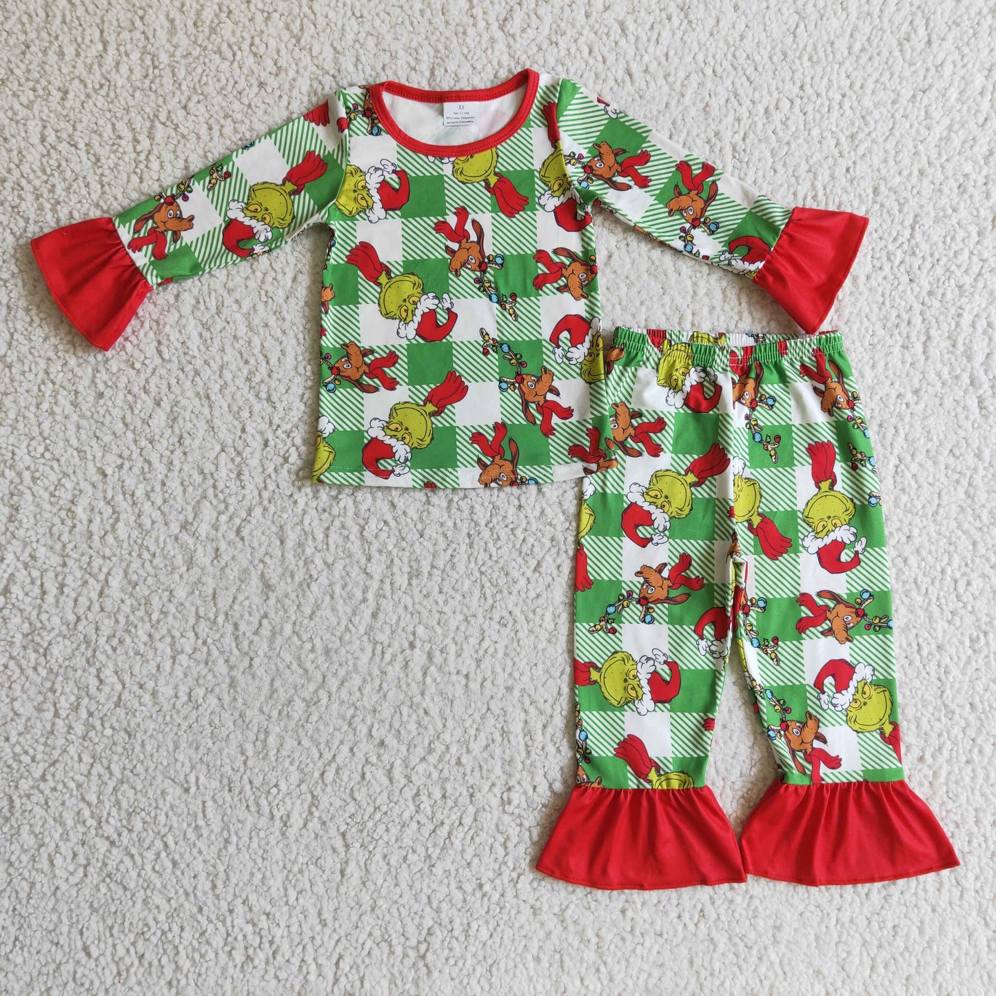 GLP0295 Kids Christmas Clothing Girls Long Sleeve Top And Long Pants Pajamas Cartoon Print