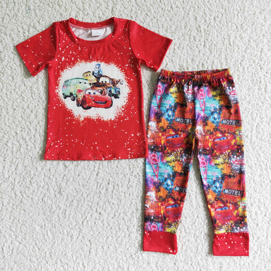 BSPO0011 Boys Cars Red Short Sleeve Pants Set