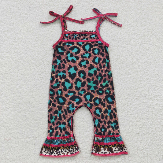 SR0229 Girls Blue Leopard Camisole Jumpsuit