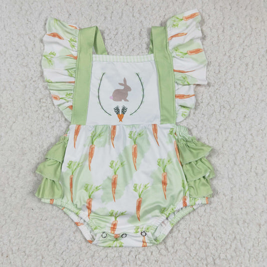 SR0112 baby girls Easter summer romper rabbit print milk silk
