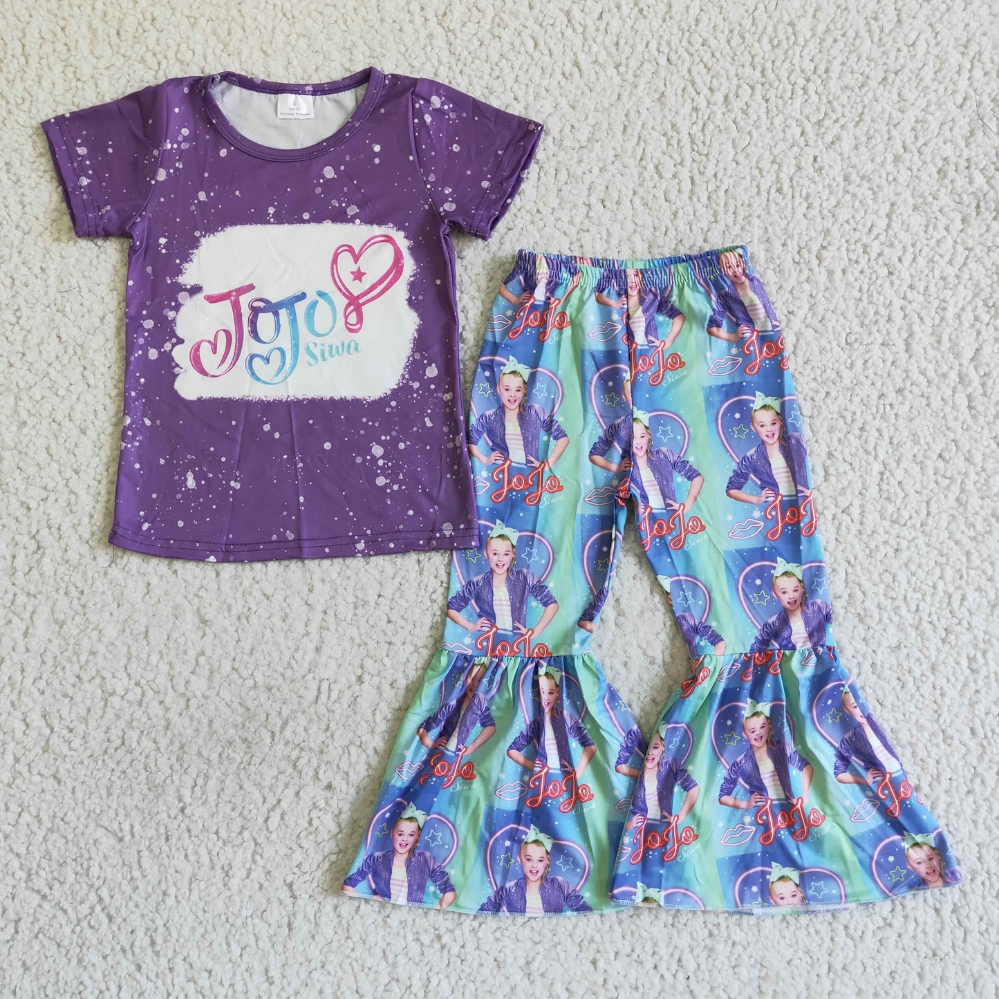 Girl's Short Sleeve Long Pants Outfits Cartoon Print