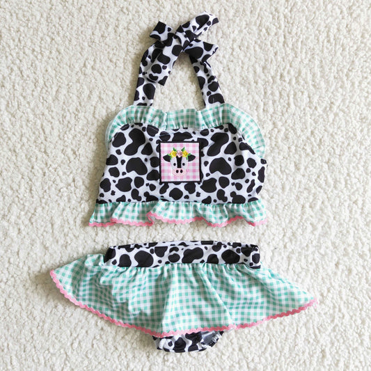 cow embroidery swim outfits