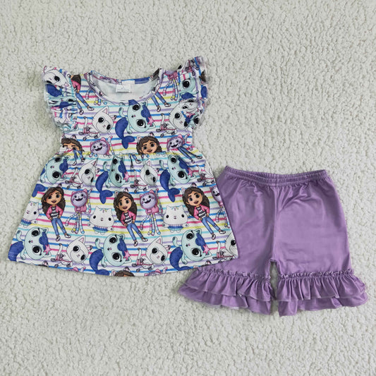 purple shorts top outfits