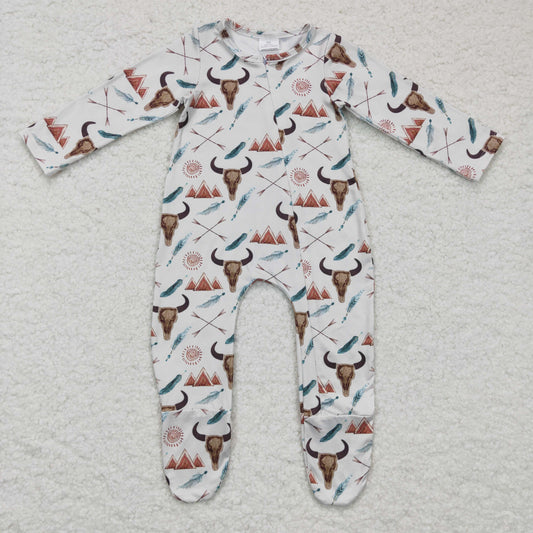 LR0223 baby romper long sleeve long pants boys romper milk silk cow print