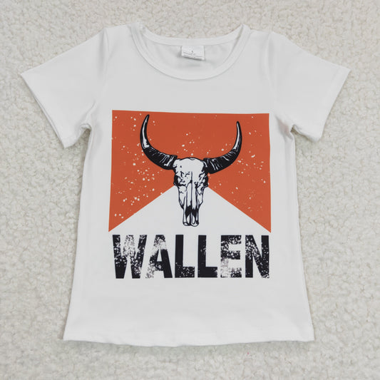 GT0146 WALLEN bull head white short-sleeved top