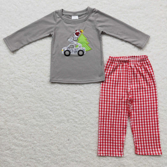 BLP0135 Kids Christmas Clothing Boys Long Sleeve Top And Long Pants Outfit Cartoon Print