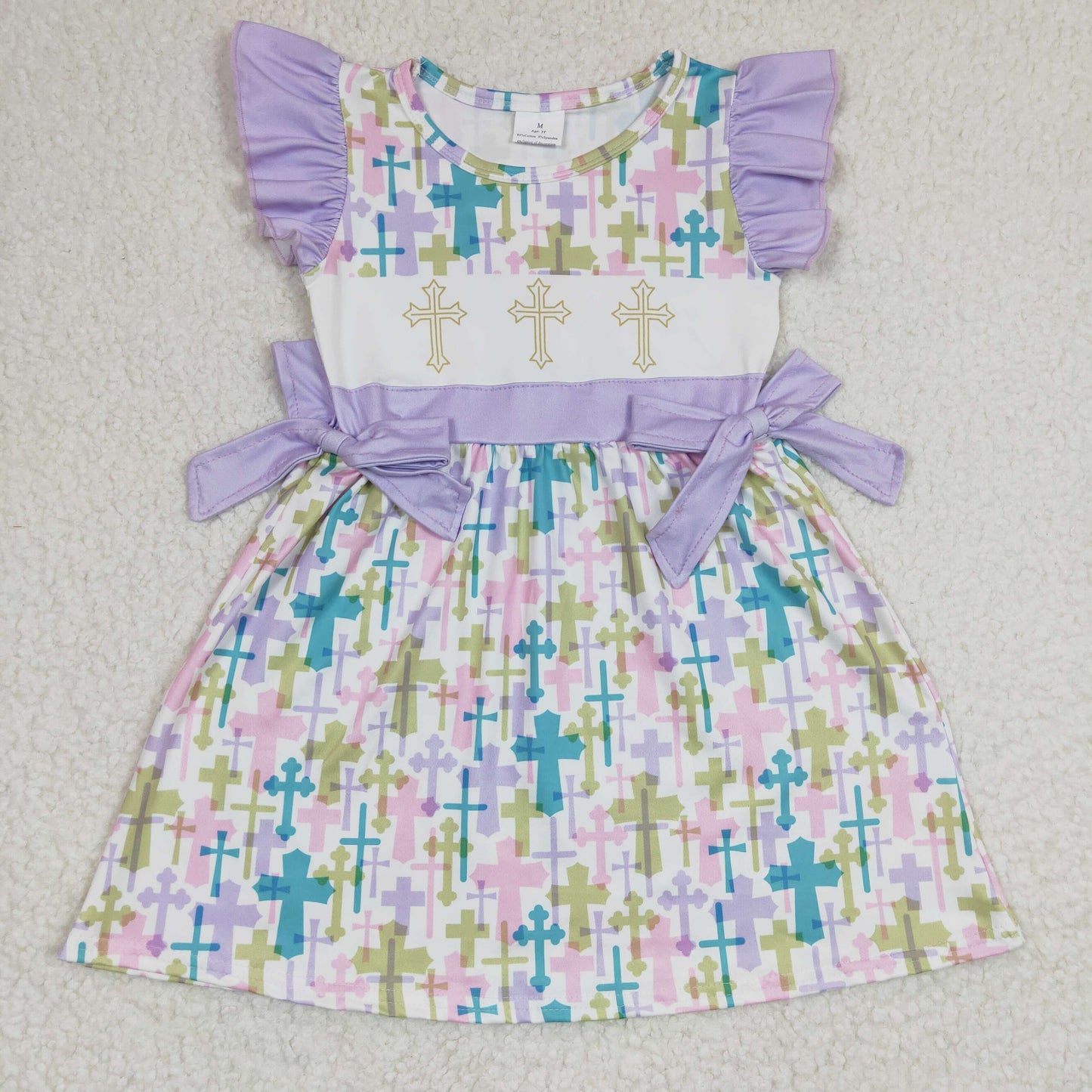 GSD0190 Girls Easter Colorful Cross Fly Sleeve Dress