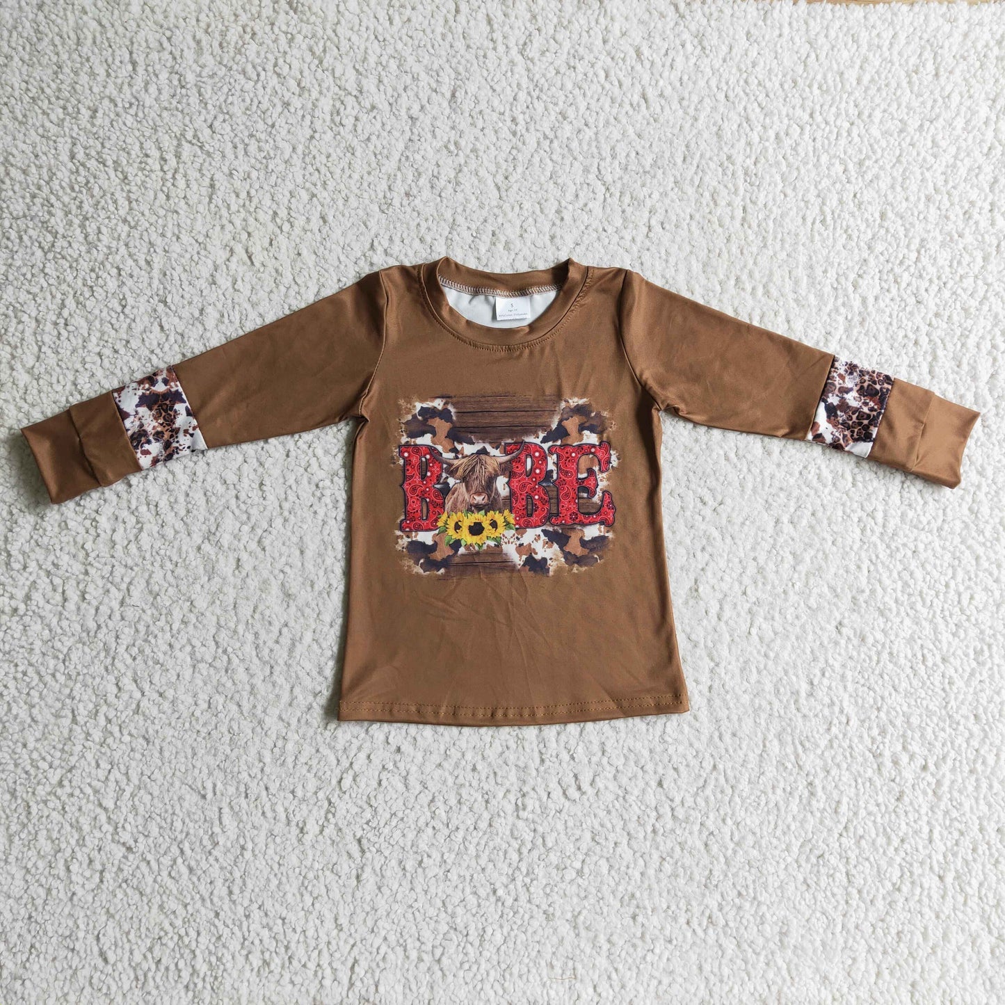 GT0066 girls long sleeve t-shirt cow print