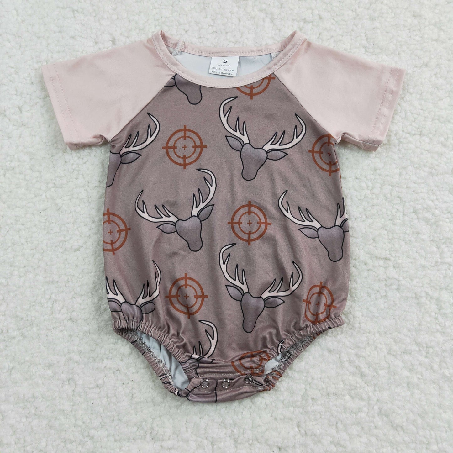 SR0131 Boys bull head dark coffee short-sleeved jumpsuit