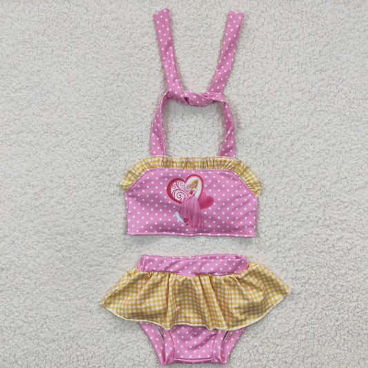 S0058 Cartoon Pink Swimsuit Set