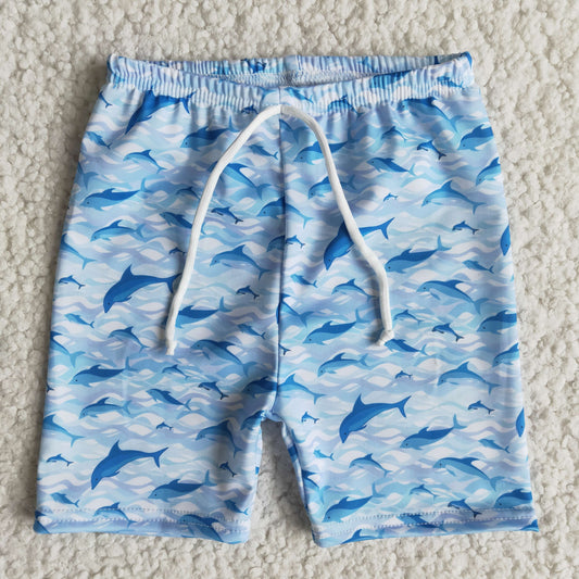 blue whale pattern boys swim shorts