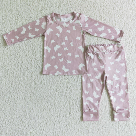 RTS NO MOQ ETA 5/7days Arrived GLP0194 Girls Outfit Pink Bow Tie Long Sleeve Long Pants Pajamas