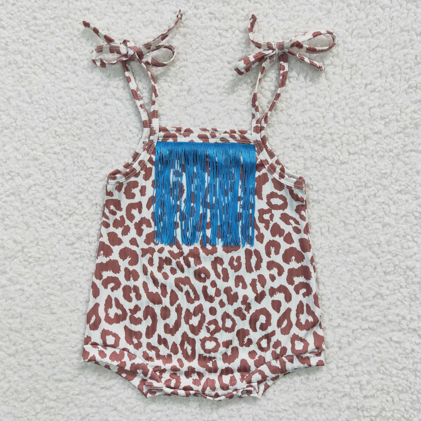 SR0288 Brown Leopard Blue Fringed Tank ROPMER