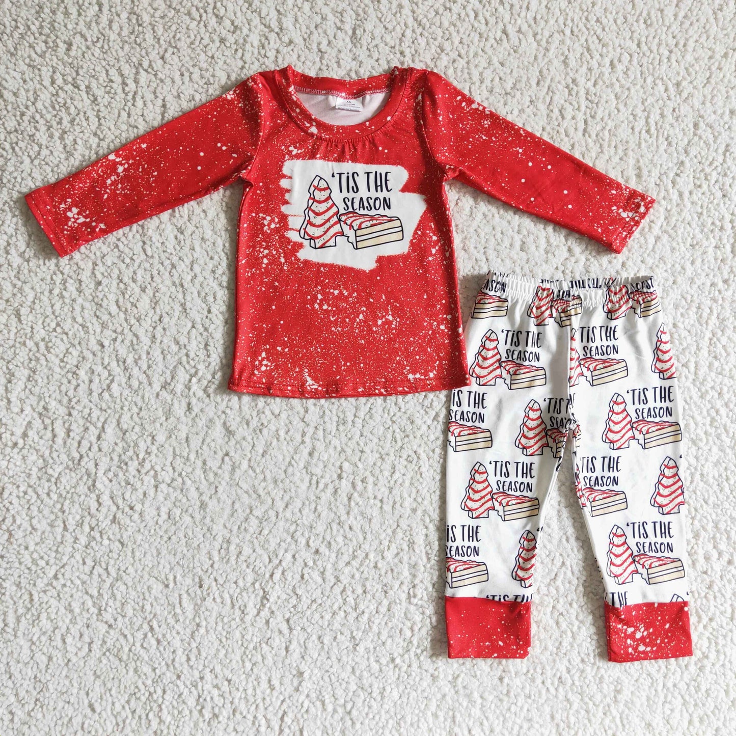 BLP0090 boys christmas outfit long sleeve and long pants christmas tree print pajamas