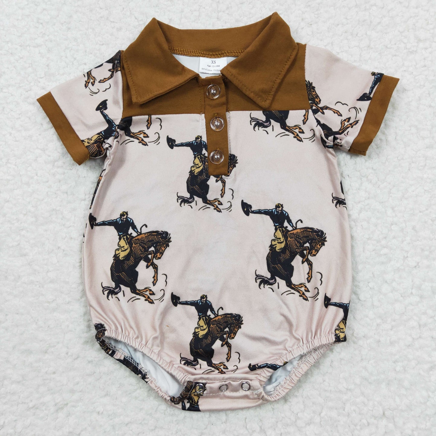 SR0222 Riding Brown Short Sleeve Bodysuit