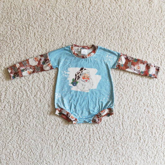 LR0175 baby christmas clothing Santa Claus print long sleeve bodysuit milk silk baby romper