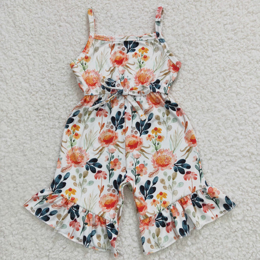 SR0250 Girls Orange Flower Camisole Jumpsuit