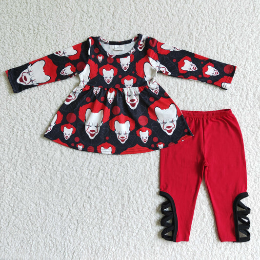 RTS NO MOQ 6C7-23  girls clothing cartoon print long sleeve long pants baby clothing  milk silk
