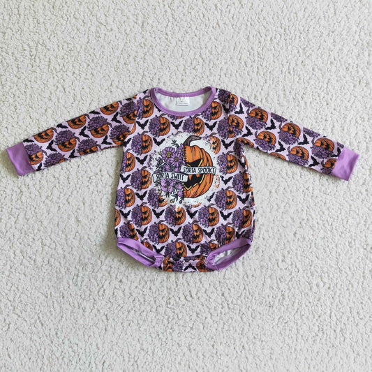 LR0079 baby clothing pumpkin print long sleeve bodysuit milk silk baby romper Halloween