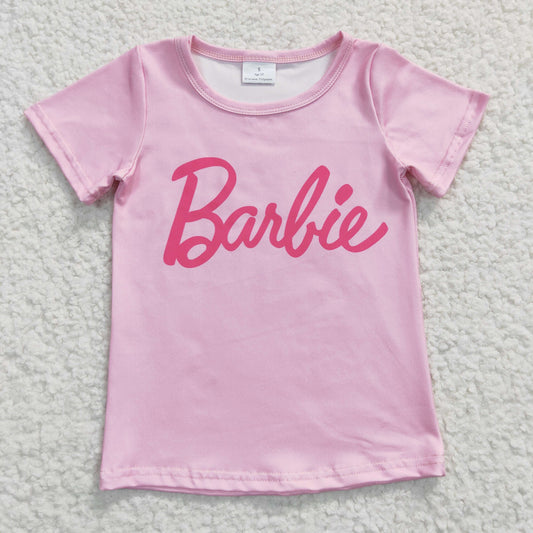 GT0151 Girls Barbie Pink Short Sleeve Top