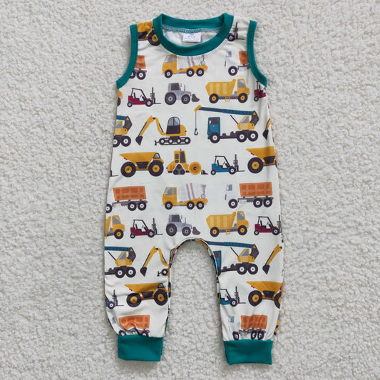 SR0197 Boys Construction Vehicle Excavator Sleeveless Jumpsuit