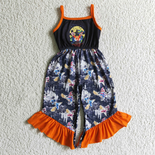 SR0077 girls halloween romper suspenders cartoon print