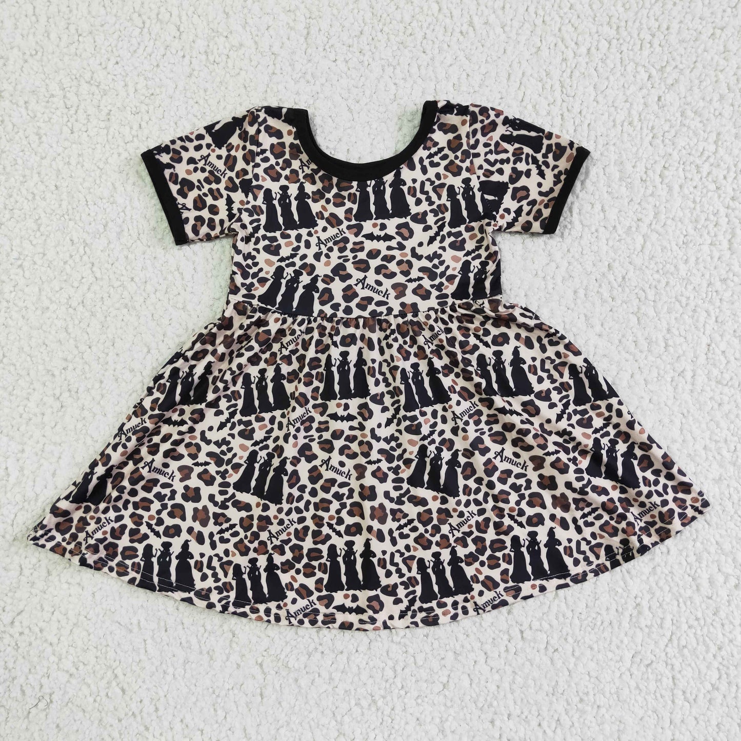 GSD0105 Halloween Leopard Short Sleeve Dress