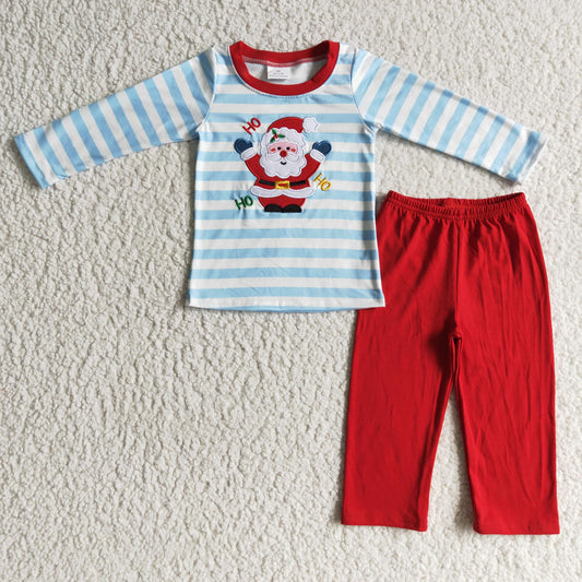 BLP0067 Kids Clothing Boys Christmas Long Sleeve Top With Pants Santa Claus