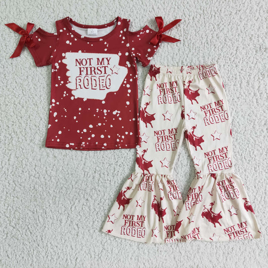 F10-26 Red Bow Short Sleeve Pants Set