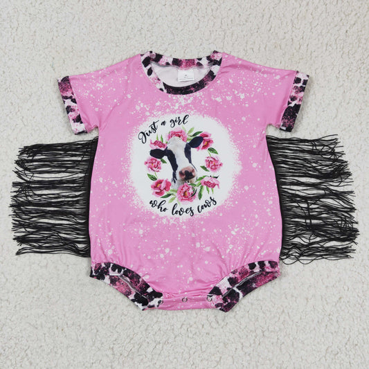 SR0105 baby girl clothing cow print short sleeve bodysuit milk silk baby romper