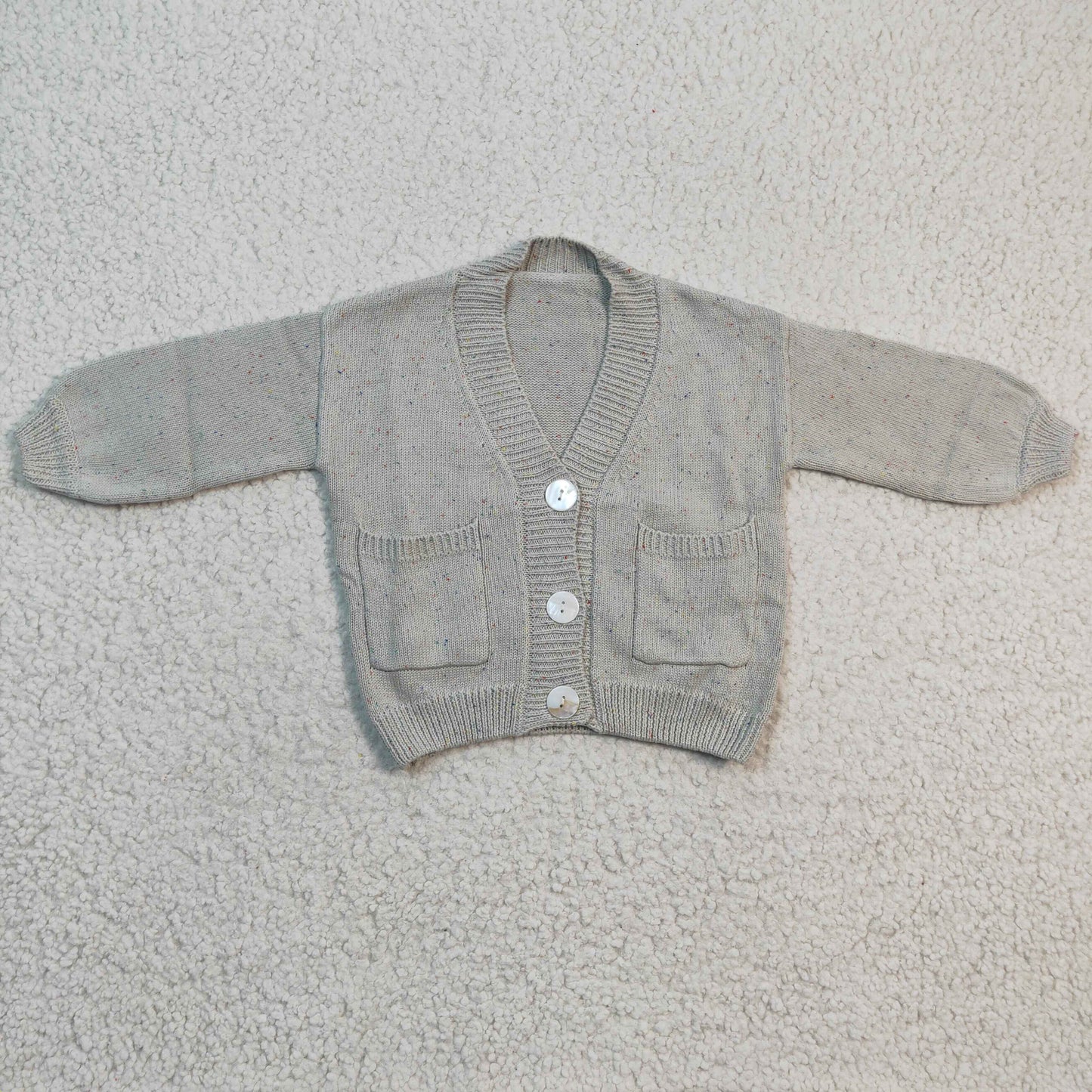 GT0141 Grey Button Pocket Long Sleeve Cardigan