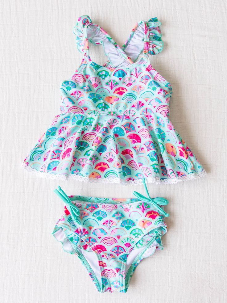 Girls Fish Scale Bikini Swimsuit Set