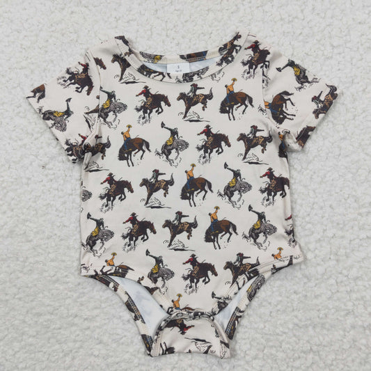SR0306 Horse Riding White Short Sleeve Bodysuit