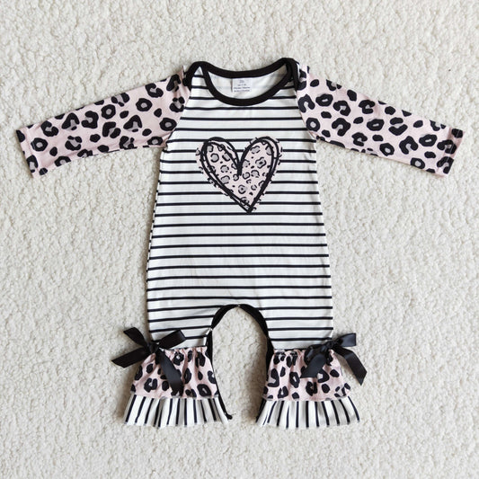 heart leopard print romper