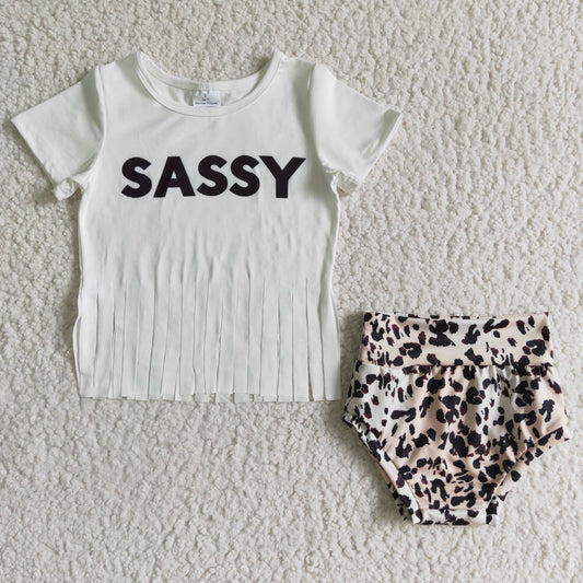 B8-10 girl outfit RTS Leopard print newborn baby bummies set boutique 2 pcs clothing set