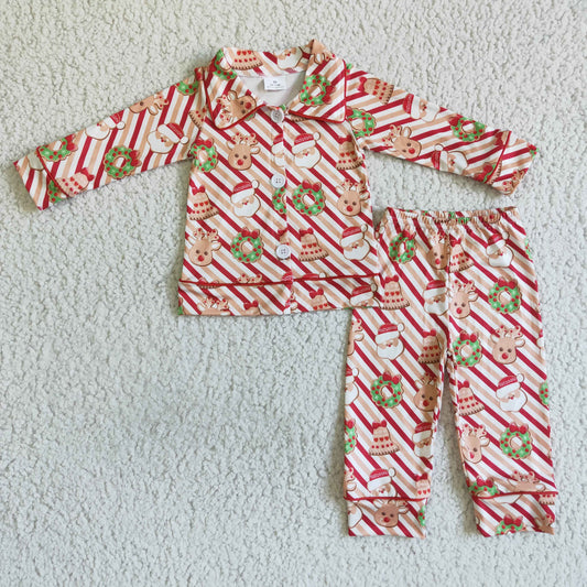 RTS NO MOQ（In Stock) 6 A22-19 Boys outfit Christmas Long Sleeve Long Pants Pajamas