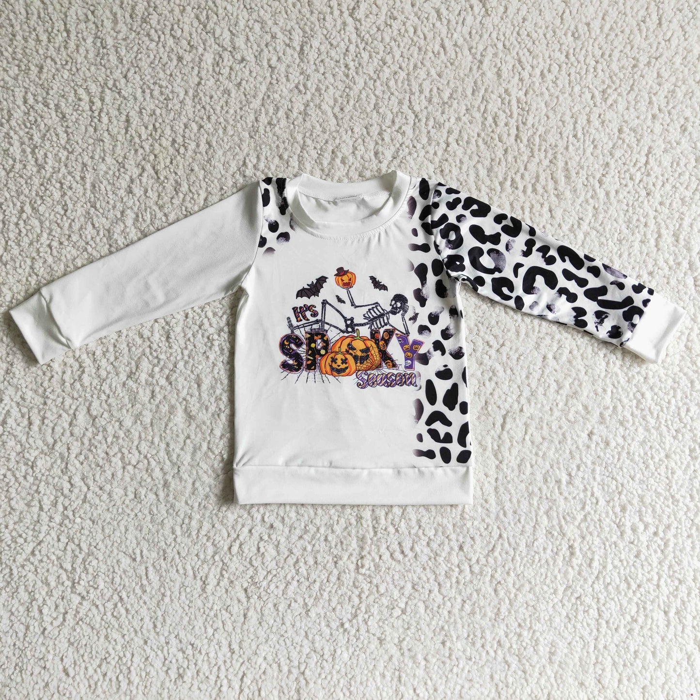 BT0065 Boy's Halloween Long Sleeve Top Pumpkin Print