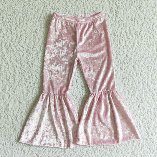 C3-12 Pink Velvet Flared Trousers girls long pants