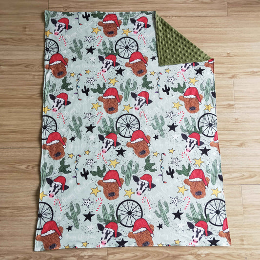 BL0030 christmas cow print blanket
