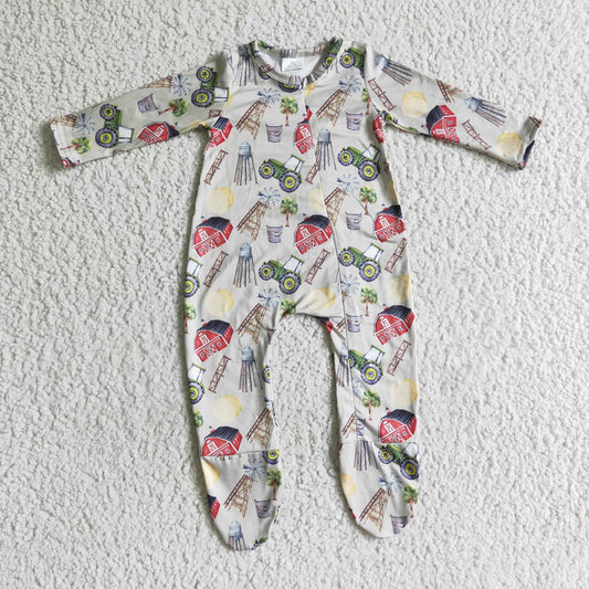 LR0099 Baby Cartoon Print Long Sleeve Bodysuit Romper