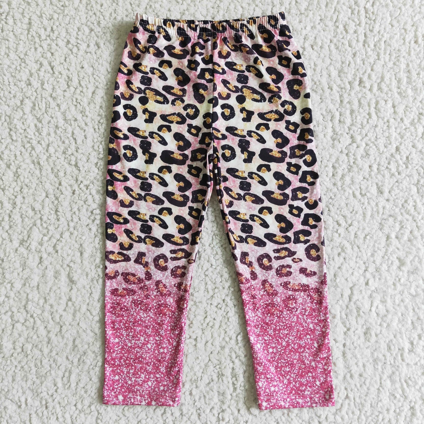 P0016 Girls Long PantsPink Leopard Trousers Pants