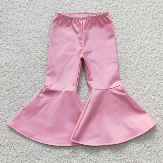 P0049 Pink Flared Leather Pants