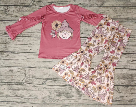 girls outfit long sleeve and long pants cartoon print