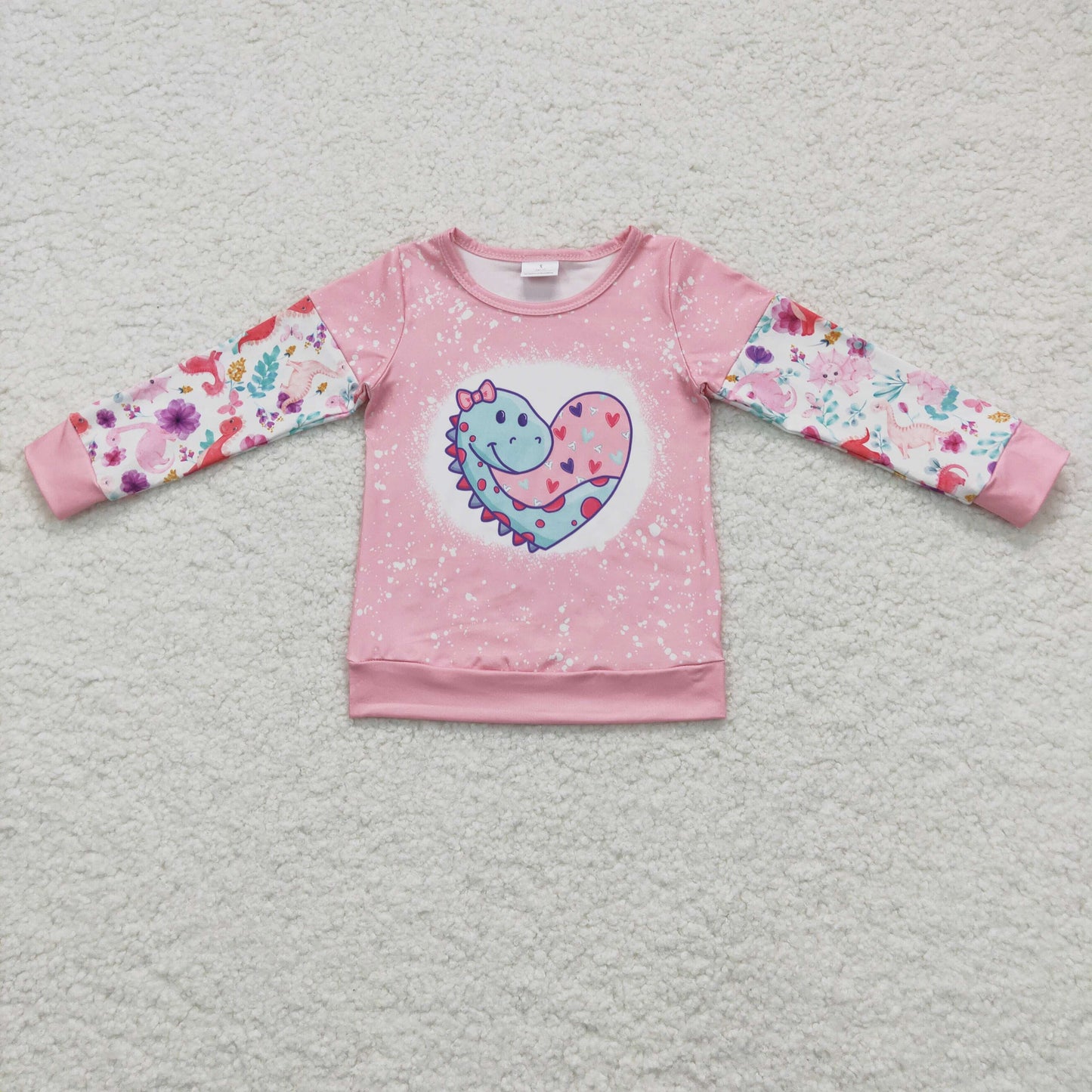 GT0087 girls shirt long sleeve top dinosaur print clothing milk silk